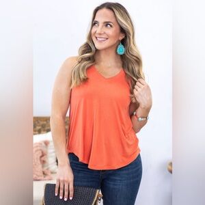 Coral V-neck tank top NWOT